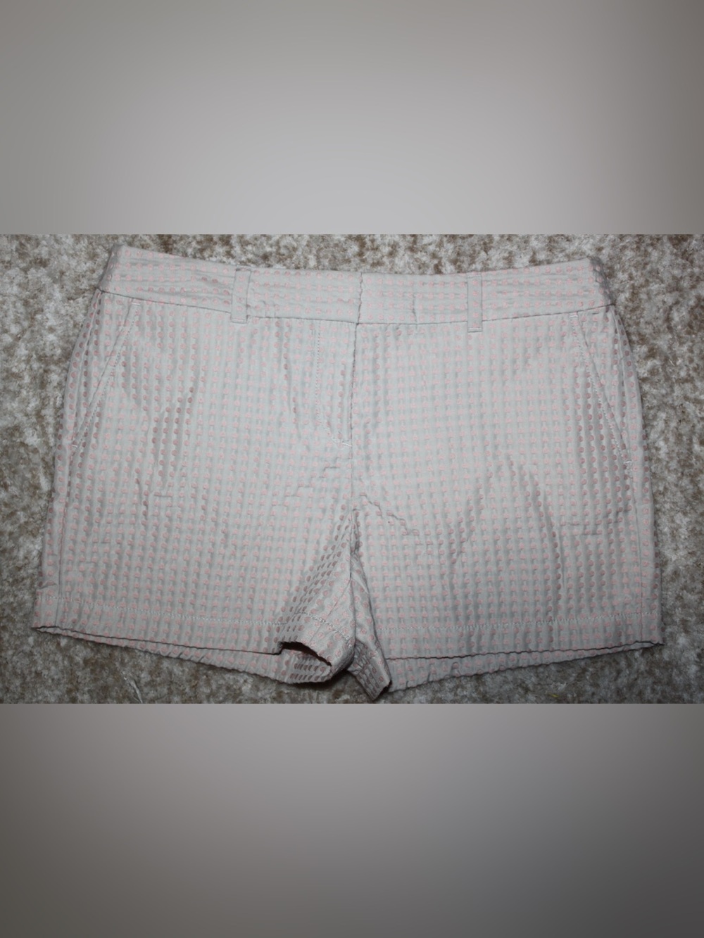 LOFT Light Pink Textured Seersucker Bermuda Shorts
